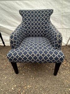 Navy Blue Quatrefoil Pattern Accent Armchair with Nailhead Trim