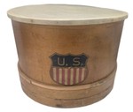 Antique Military Snare Drum Wood Shell w/American Flag Shield