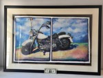 1992 Holly Evans Signed Motorcycle Painting on Canvas Framed