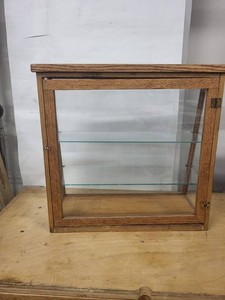 Oak Framed Glass Display Cabinet Wall Case