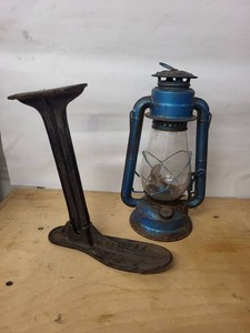Vintage Blue Kerosene Hurricane Lantern Cold Blast Oil Lamp