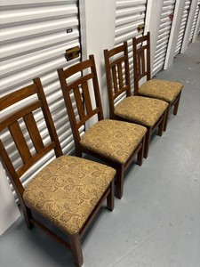 Ashley Furniture Set of 4 Wood Dining Chairs Paisley Upholstery
