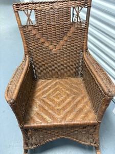 Vintage Heywood-Wakefield Wicker Rocking Chair Rattan Armchair