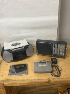 Naxa NPB-268 Boombox, GE Radio, RadioShack Weather Radio & ABBA CD Mixed Lot