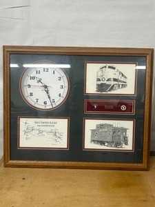 H.L. Scott Great Northern Railway Framed Railroad Art Clock