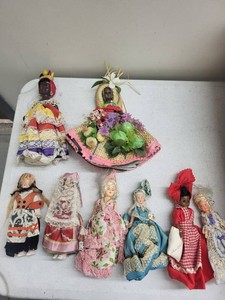 Vintage Souvenir Costume Dolls Mixed International Folk Art Group