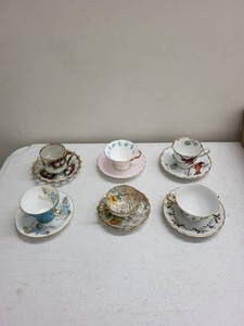 Lot of Assorted Vintage Bone China Teacup & Saucer Sets Floral Gilt