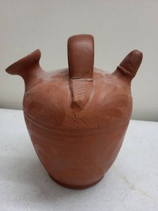 Unmarked Terracotta Botijo Water Jug Folk Art Pottery Vase Decor