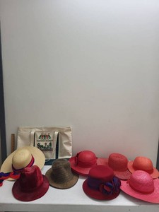 Womens Dress Hat & Tote Lot Setmar Papagallo Straw Wool Red Pink