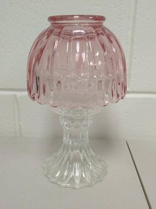 Vintage Pink and Clear Glass 2-Piece Fairy Lamp Candle Holder