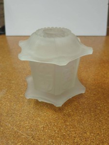 Vintage Frosted Satin Glass Pagoda Fairy Lamp 2-Piece Candle Holder