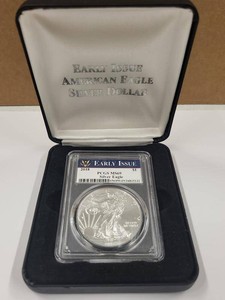 2018 PCGS MS69 Early Issue American Silver Eagle Dollar w Case