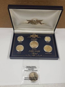 US Commemorative Gallery 2000 Gold Plated Coin Presentation Set