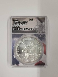 2021 American Silver Eagle Type 2 ANACS MS70 First Strike Slab