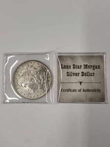 1881 Morgan Silver Dollar .900 Fine Silver Raw Coin w COA Sleeve