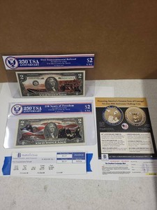 Bradford Exchange 250th USA Anniversary Colorized $2 Note Set