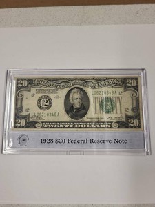 1928 $20 Federal Reserve Note San Francisco District 12 PCS Holder