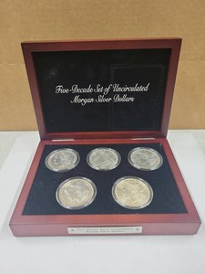 PCS Morgan Silver Dollar Five-Decade Set Display Box 1878-1921