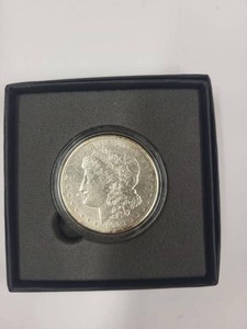 1921 Morgan Silver Dollar in Capsule with Black Presentation Box