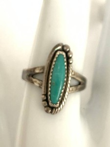 Vintage Southwestern Sterling Silver Turquoise Split Shank Ring