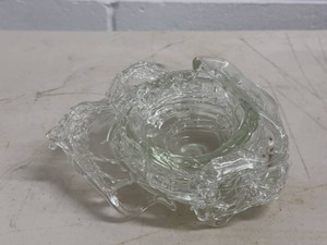 Unmarked Freeform Clear Art Glass Ashtray Candle Holder Bowl
