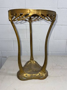 Antique Art Nouveau Brass Jardiniere Plant Stand Pedestal 18in
