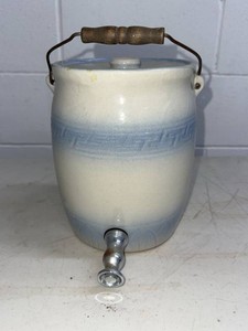 Vintage Canadian Stoneware Water Cooler Crock Dispenser w Lid Spigot