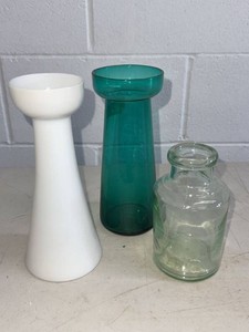 Vintage Glass Vase Collection Hyacinth Vase Milk Glass Apothecary Jar