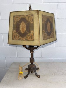Vintage 3-Light Table Lamp with Square Parchment Shade 25in
