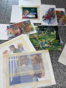 Original Illustration Art Lot Childrens Scenes Landscapes Sketches