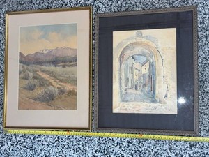 Box Lot of Framed Watercolor Art and EWI Tourcase Rack Road Case