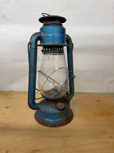 Vintage Blue Kerosene Hurricane Lantern Cold Blast Oil Lamp