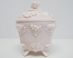 Old Vintage Pink Milk Glass Small Size Candy Dish wLid