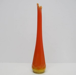Mid Century Tall Swung Art Glass Vase - Orange - 15
