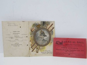 2 Antique Fire Department Annual Ball Invitations - Minot, ND 1931 &amp Tracy Minn 1900