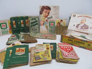 Large Group of Old Vintage Green Stamp Books wStamps
