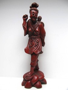 Very Nice LARGE Vintage Carved Oriental Wood Figure