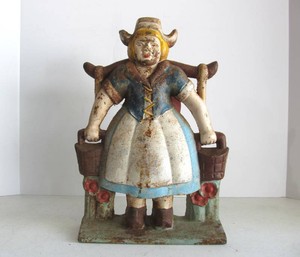 Vintage Cast Iron Dutch Girl Door Stop
