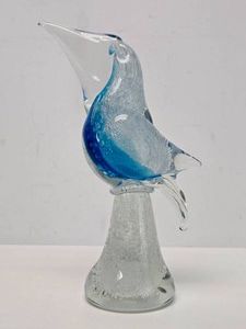 Large Handmade Heavy Art Glass Bird Sculpture - 12