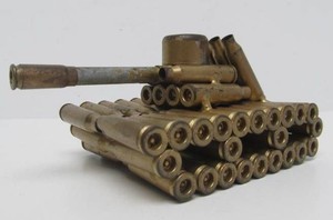 Vintage Trench Art Tank Made from Rifle Shells