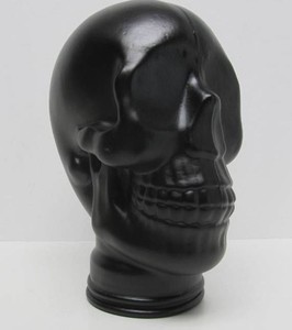 Vintage Lifesize Black Glass Head Skull Display