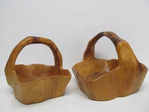 Pair of Natural Burled Wood Baskets