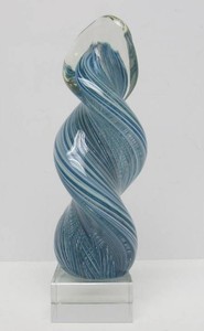 Hand Blown Spiral Art Glass Sculpture