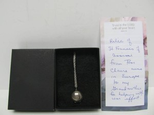 Antique 900 Silver Locket wReligious Relic from Saint Francis of Assisi