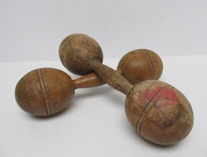 Pair of Primitive antique Wooden Exercise Weights