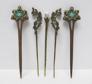 Group of Large Ornate Vintage Hair Pins