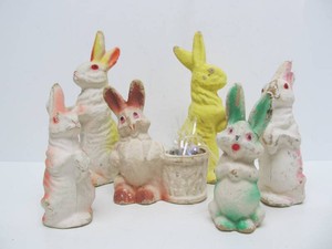 Group of Original 1930s era German Paper Mache Rabbit Candy Containers