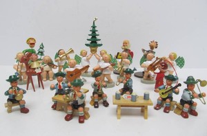Collection of Vintage German Handmade Wood Figures - Christmas etc