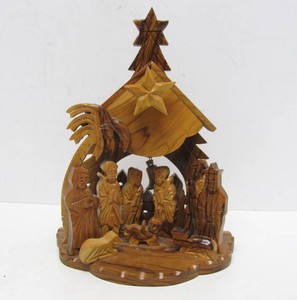 Carved Wooden Nativity Scene - Made in Israel