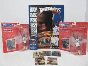 Collection of KEVIN GARNETT Timberwolves Memorabilia - Store Display Schedule Holder - Rookie Cards etc
